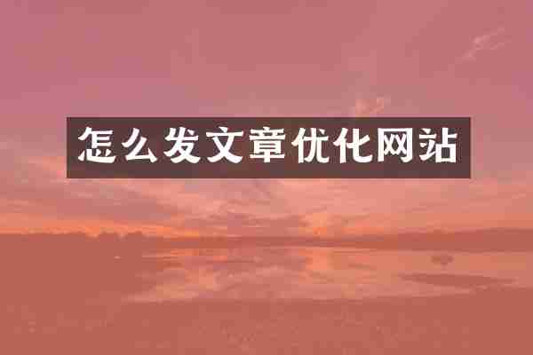 怎么发文章优化网站