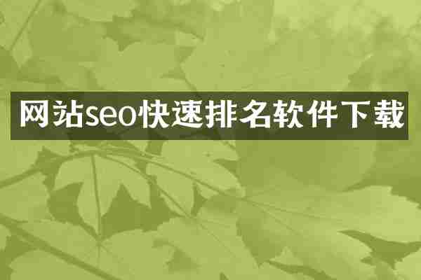 网站seo快速排名软件下载