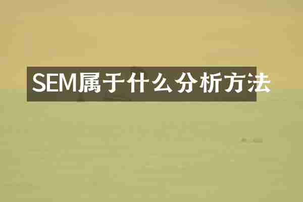 SEM属于什么分析方法