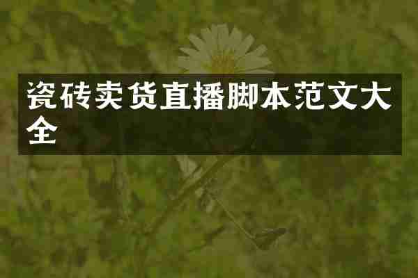 瓷砖卖货直播脚本范文大全