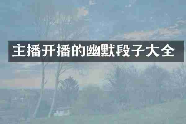 主播开播的幽默段子大全