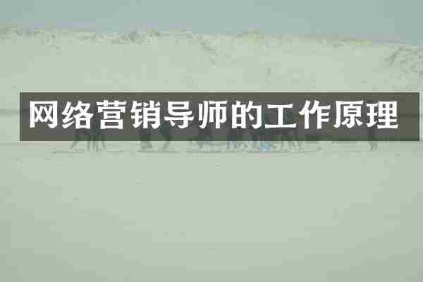 网络营销导师的工作原理