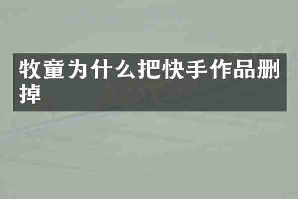 牧童为什么把快手作品删掉