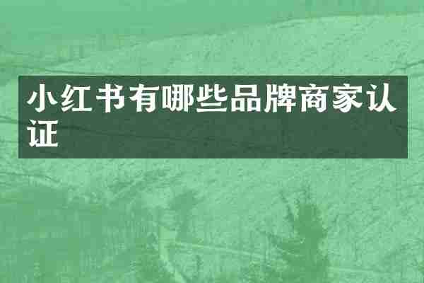 小红书有哪些品牌商家认证
