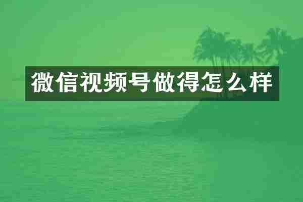 微信视频号做得怎么样