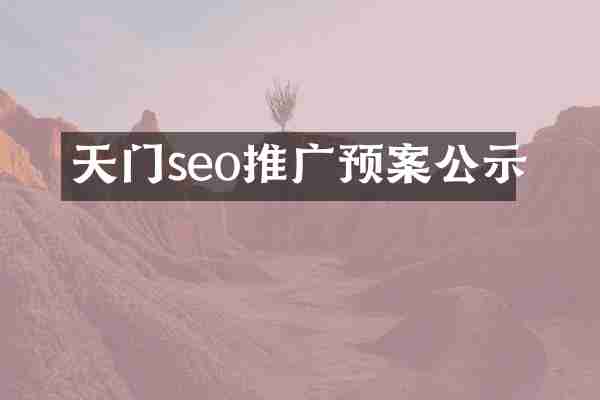 天门seo推广预案公示