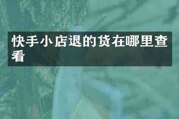 快手小店退的货在哪里查看