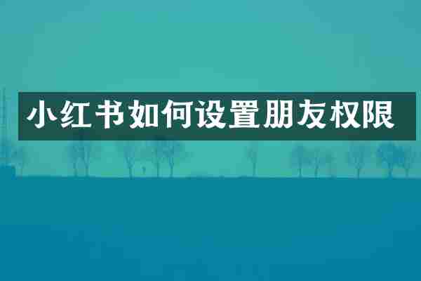 小红书如何设置朋友权限
