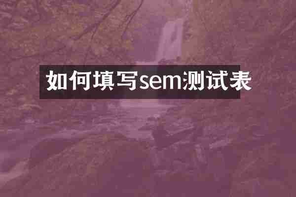 如何填写sem测试表