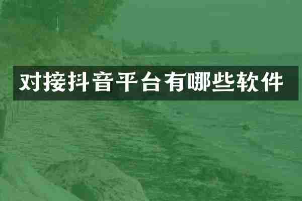 对接抖音平台有哪些软件