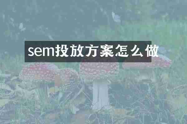 sem投放方案怎么做