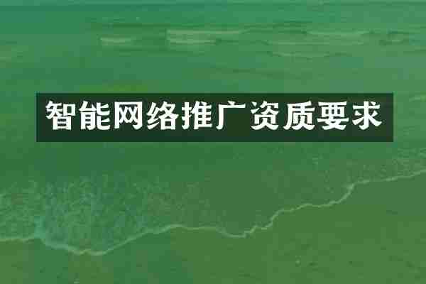 智能网络推广资质要求