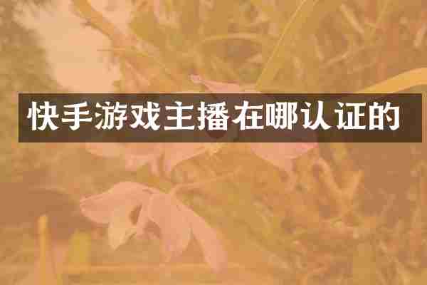 快手游戏主播在哪认证的