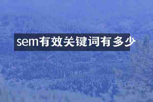 sem有效关键词有多少