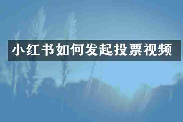 小红书如何发起投票视频