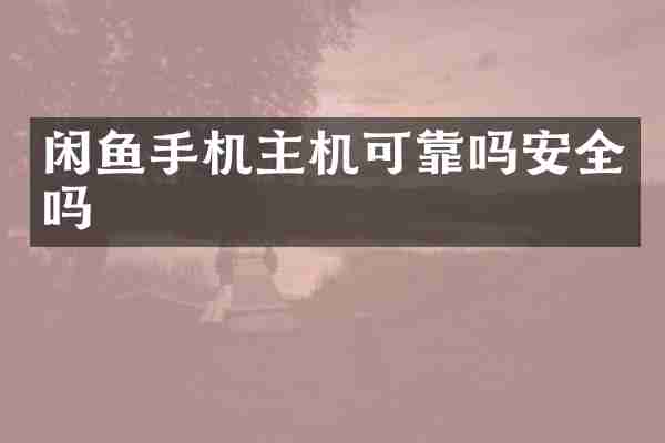 闲鱼手机主机可靠吗安全吗