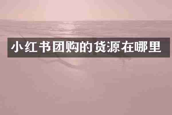 小红书团购的货源在哪里