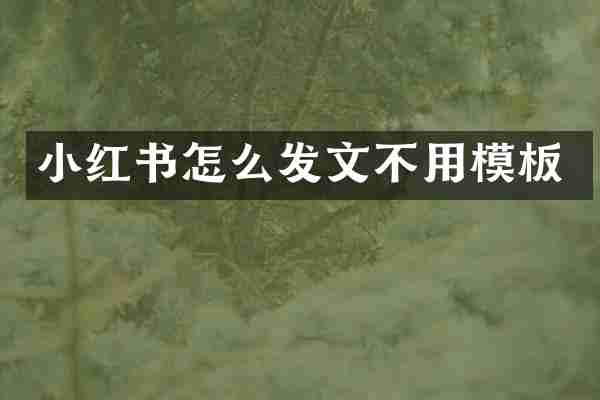 小红书怎么发文不用模板