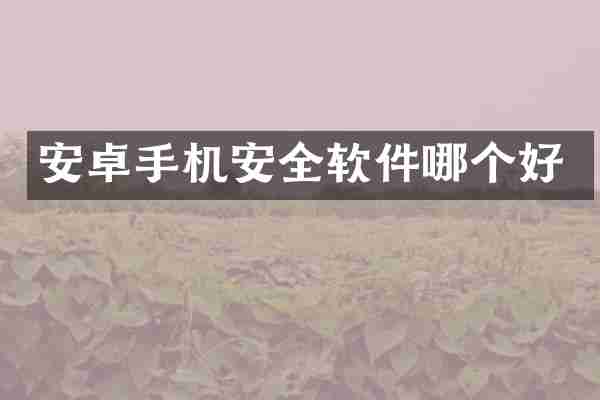 安卓手机安全软件哪个好