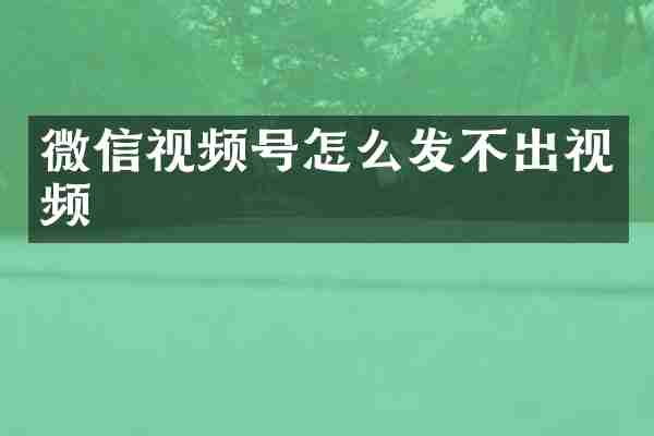 微信视频号怎么发不出视频