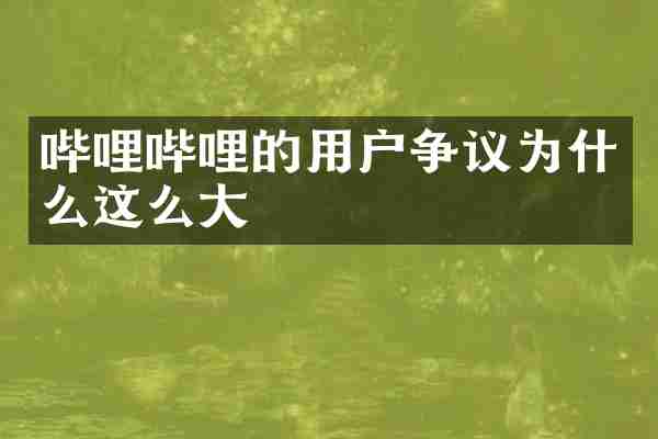哔哩哔哩的用户争议为什么这么大