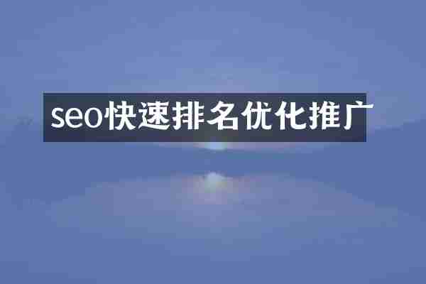 seo快速排名优化推广