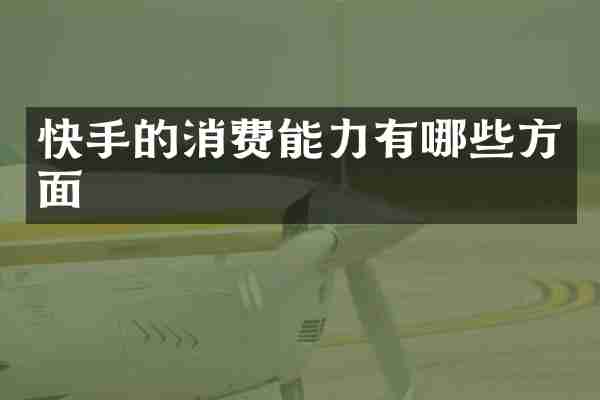 快手的消费能力有哪些方面