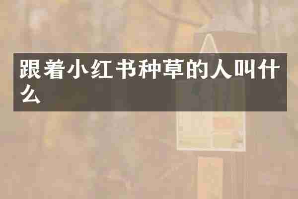 跟着小红书种草的人叫什么