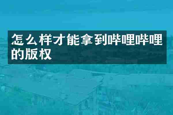 怎么样才能拿到哔哩哔哩的版权