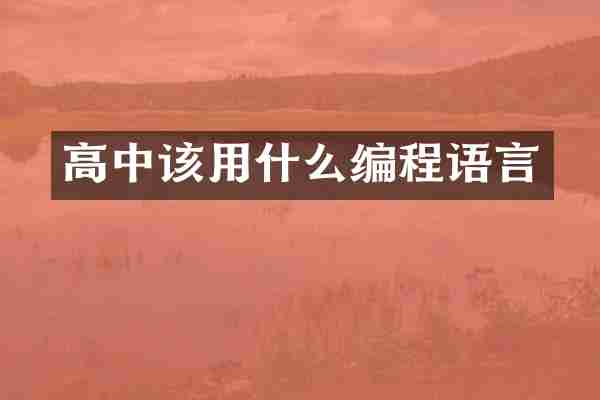高中该用什么编程语言