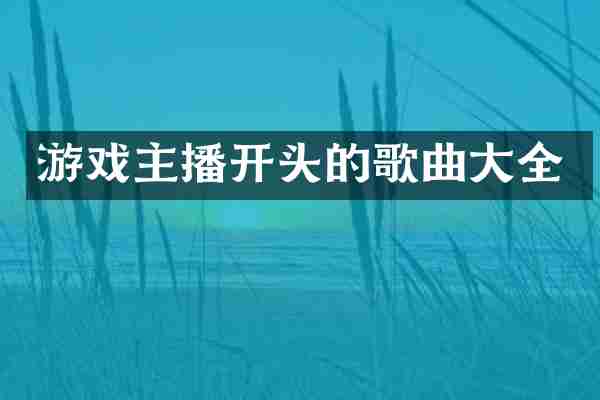 游戏主播开头的歌曲大全