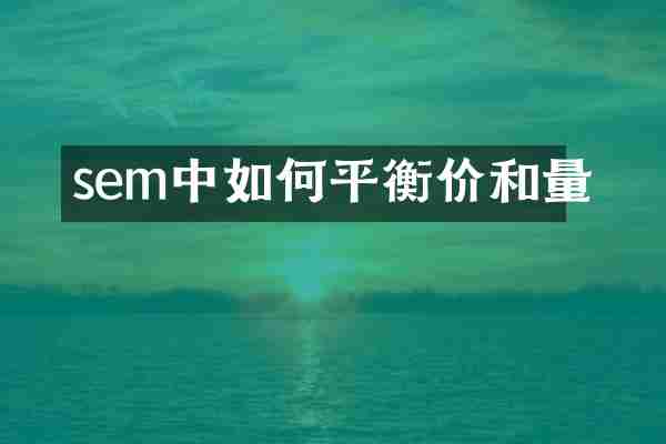 sem中如何平衡价和量