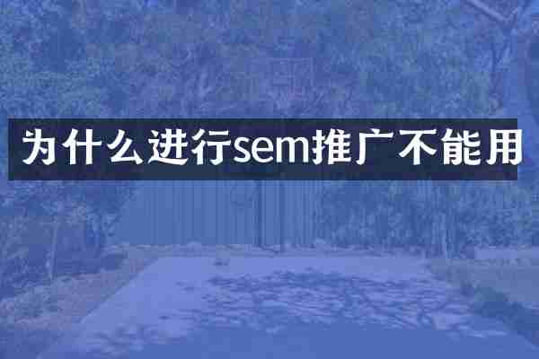 为什么进行sem推广不能用
