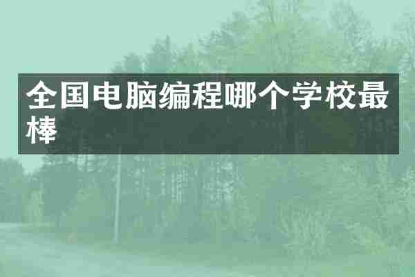 全国电脑编程哪个学校最棒