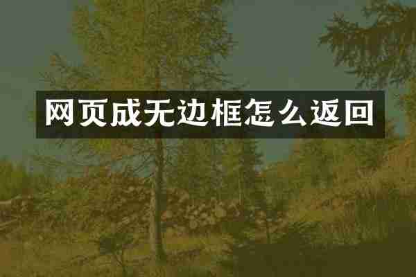 网页成无边框怎么返回