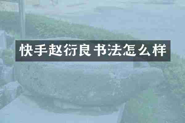 快手赵衍良书法怎么样