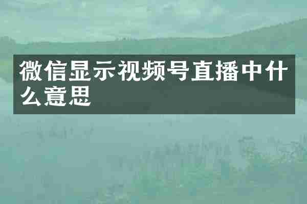 微信显示视频号直播中什么意思