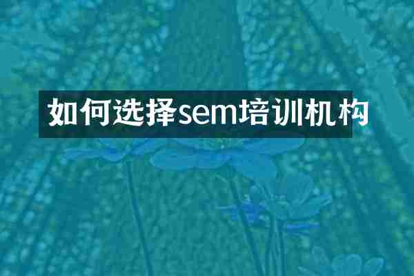 如何选择sem培训机构