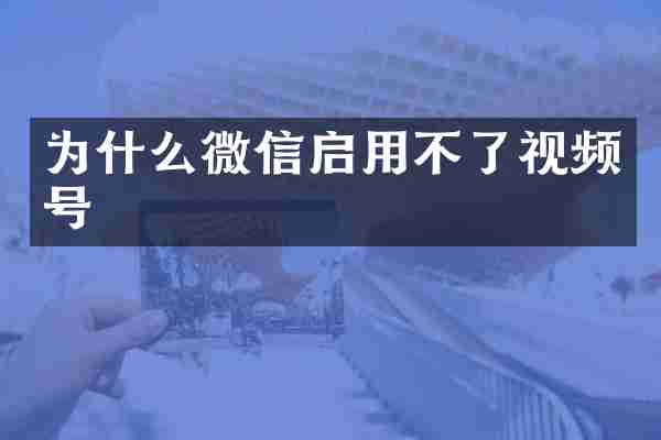 为什么微信启用不了视频号
