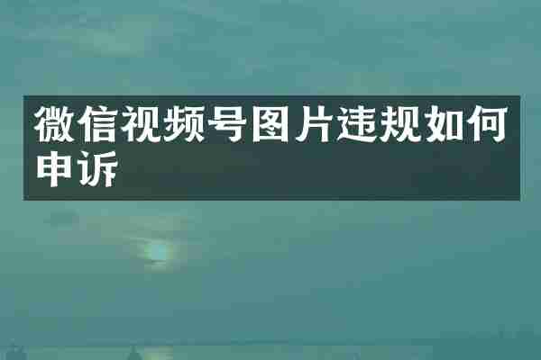 微信视频号图片违规如何申诉