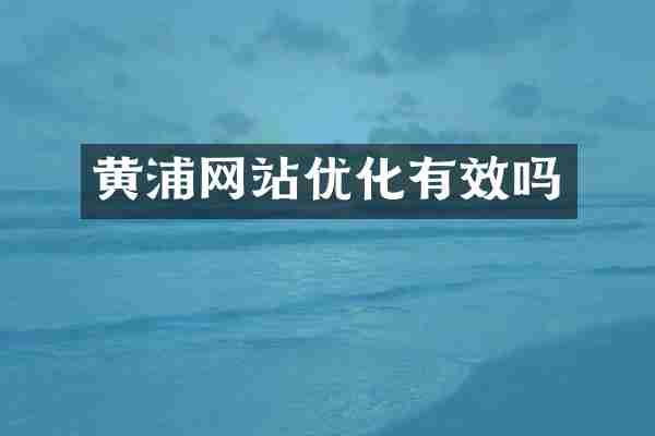黄浦网站优化有效吗