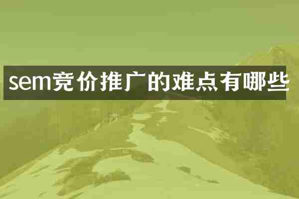 sem竞价推广的难点有哪些