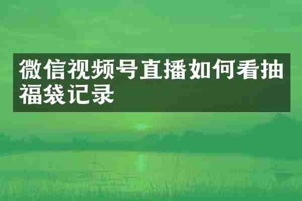 微信视频号直播如何看抽福袋记录