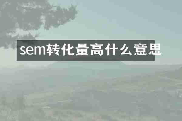 sem转化量高什么意思