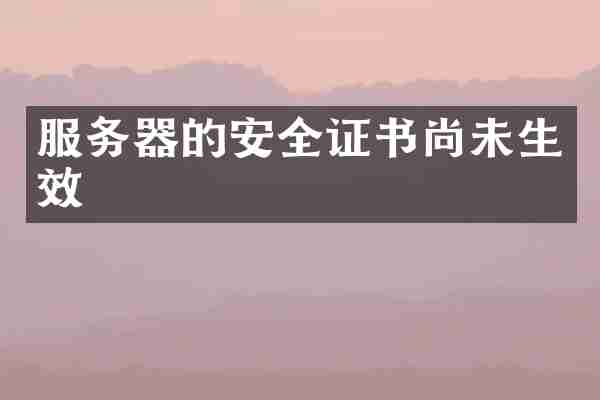 服务器的安全证书尚未生效