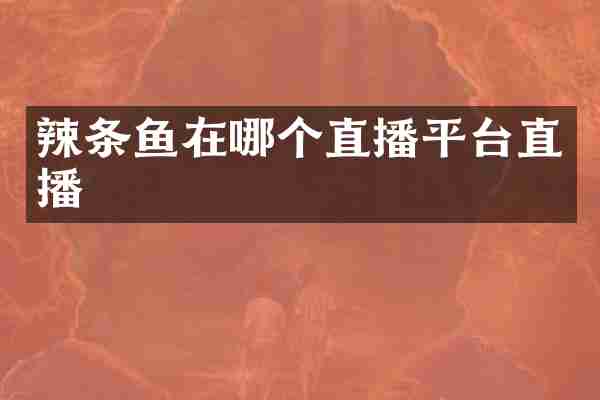 辣条鱼在哪个直播平台直播
