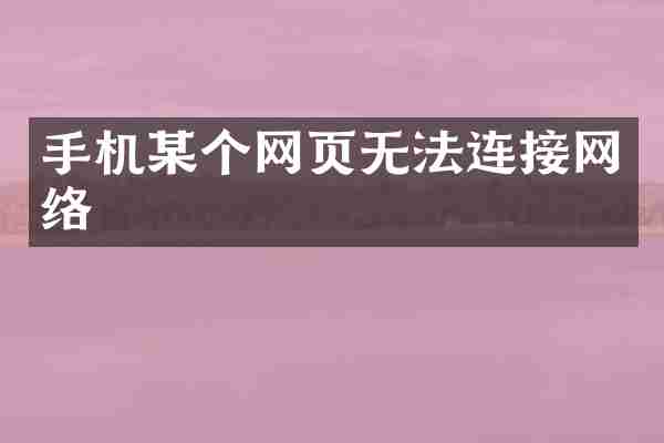 手机某个网页无法连接网络