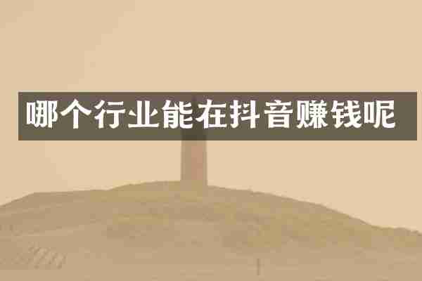哪个行业能在抖音赚钱呢