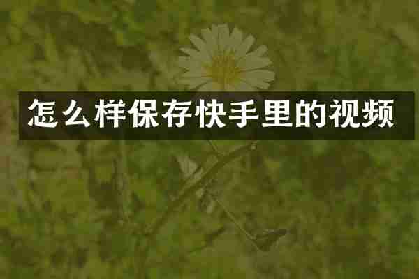 怎么样保存快手里的视频