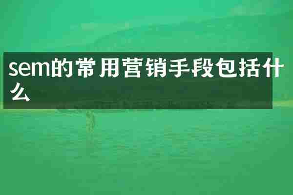 sem的常用营销手段包括什么